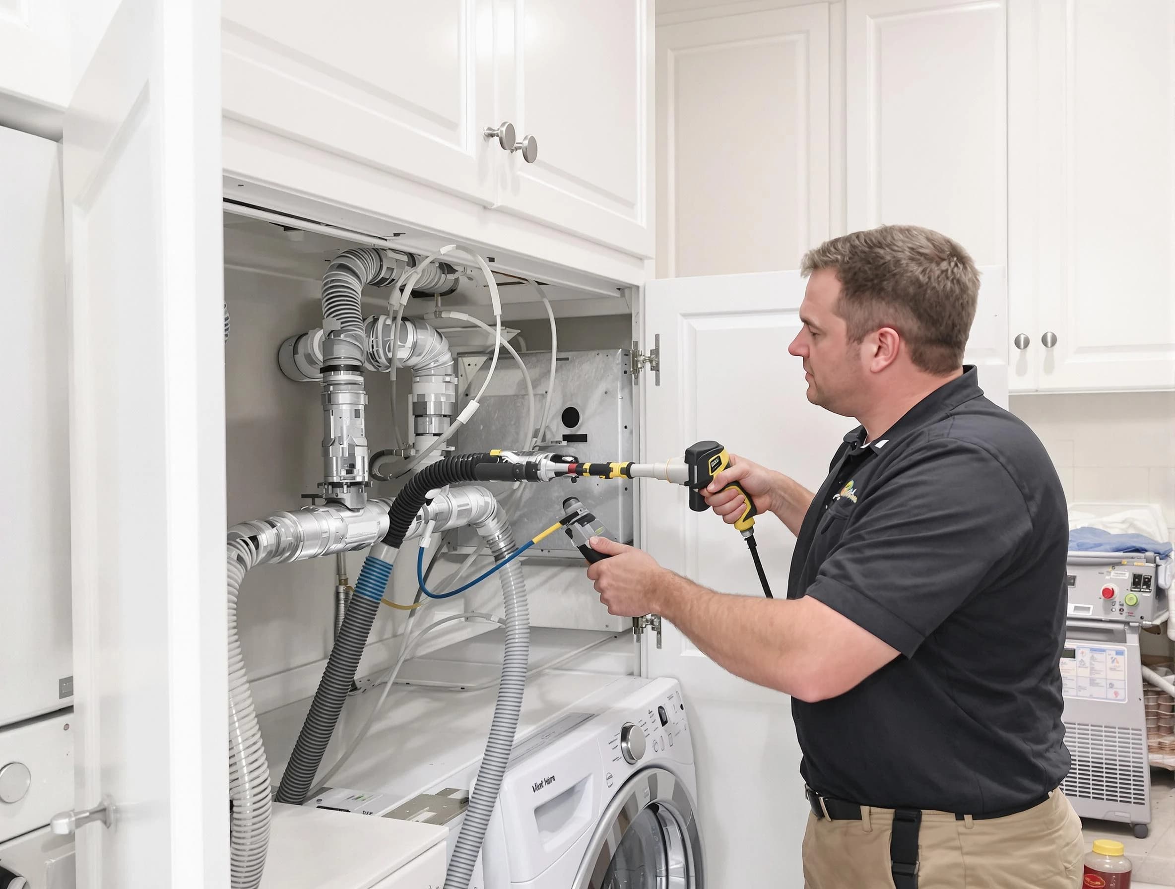 Atlanta Dryer Vent Cleaning professional removing severe blockage from a clogged dryer vent in Atlanta