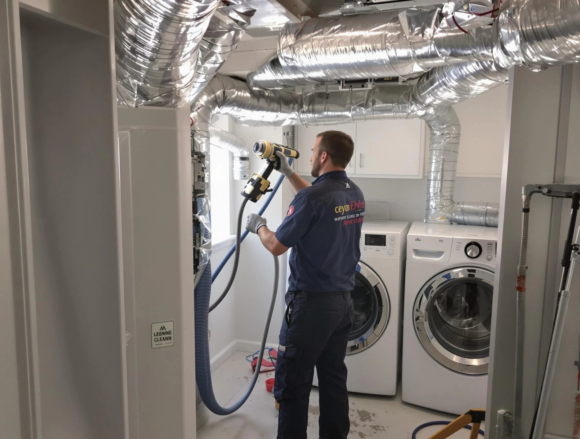 Atlanta Dryer Vent Cleaning specialist using advanced equipment for thorough duct cleaning in Atlanta