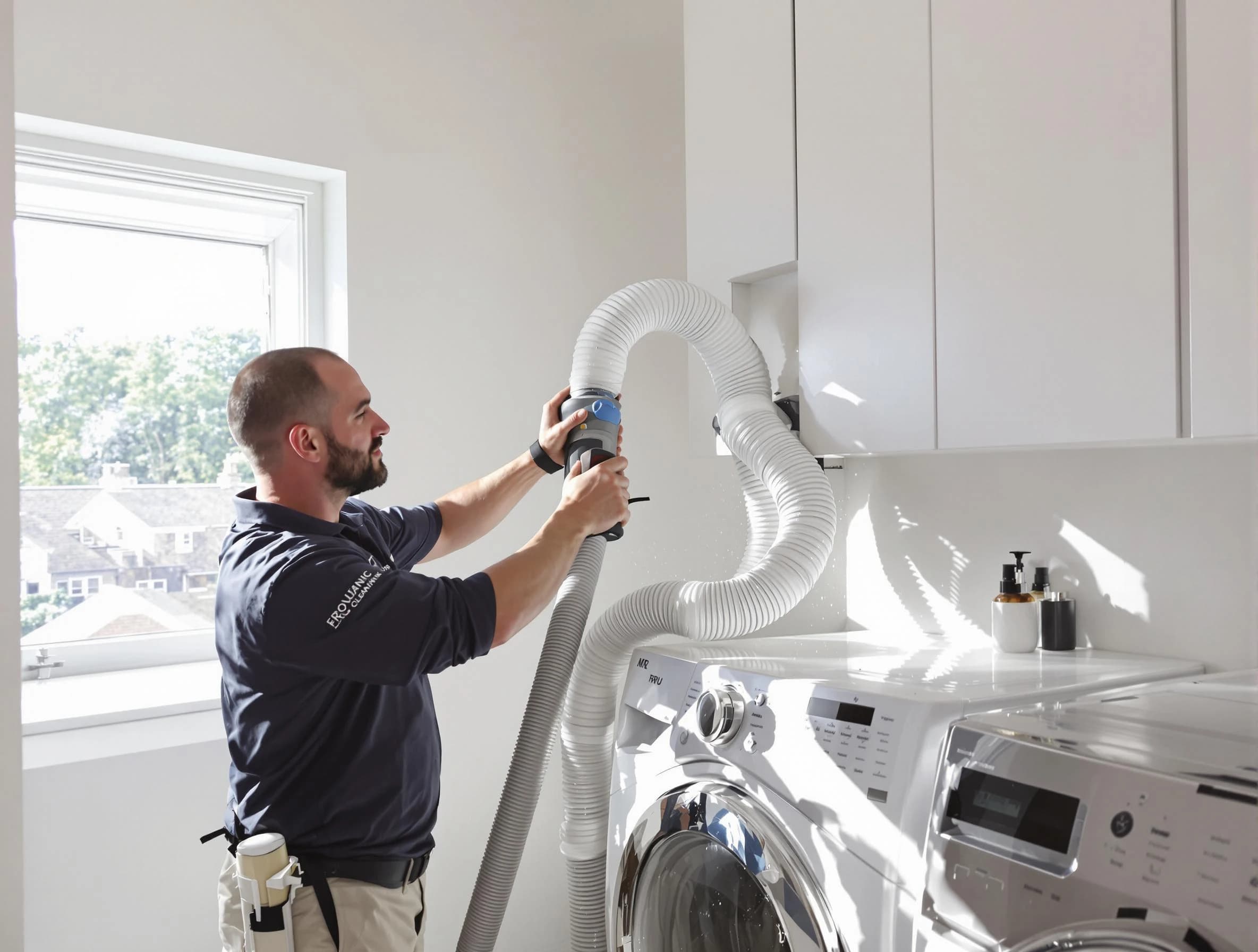 Certified Atlanta Dryer Vent Cleaning technician performing dryer vent cleaning in Atlanta