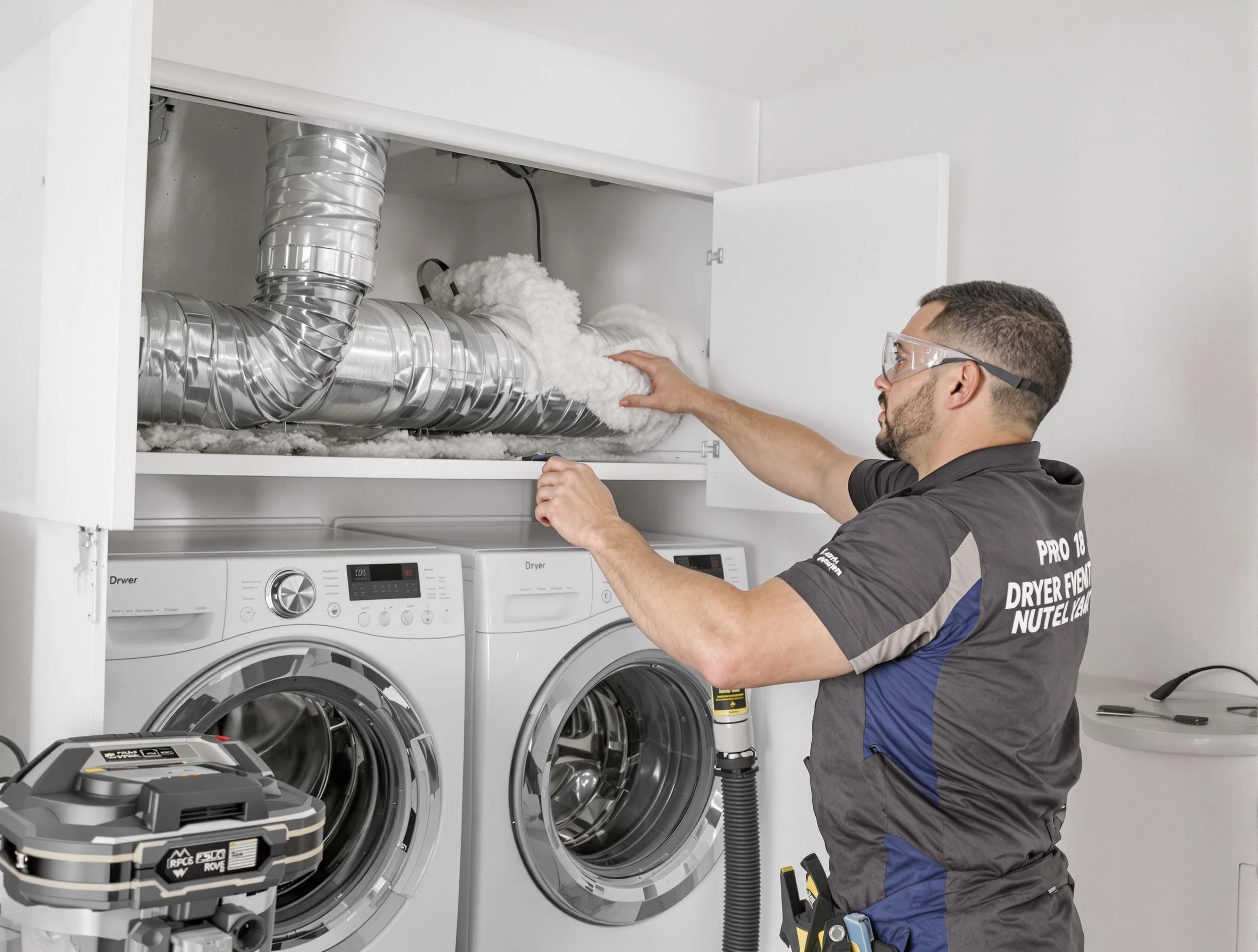 Atlanta Dryer Vent Cleaning certified technician performing specialized gas dryer vent cleaning in Atlanta